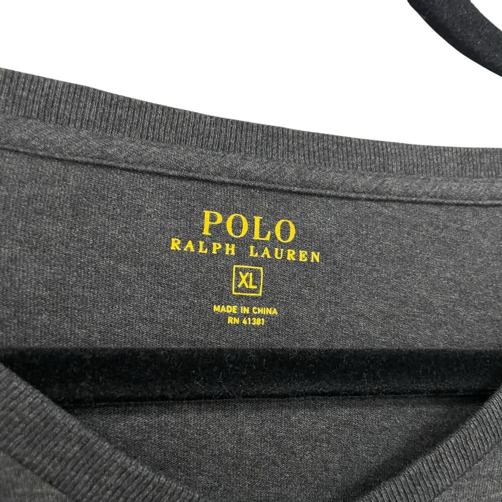 Polo Ralph Lauren Long Sleeve V Neck T Shirt Dark Gray Mens XL - Picture 3 of 5